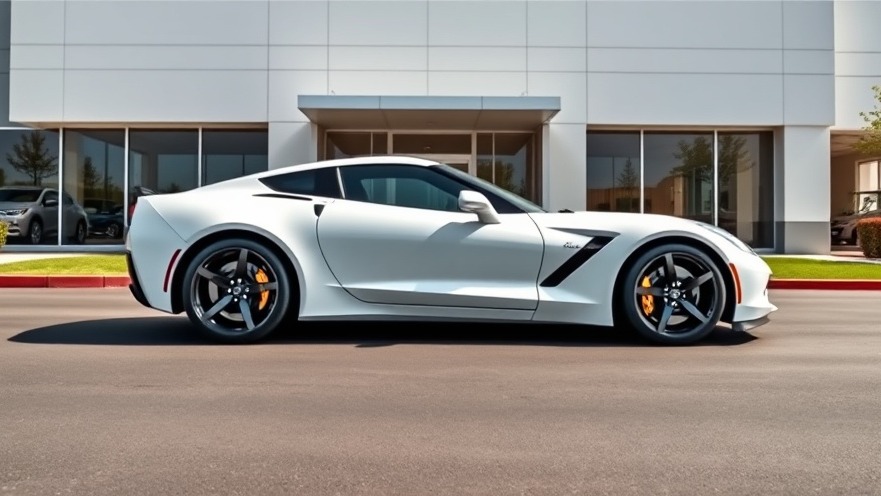 Sleek white Corvette showcasing dealership discounts under natural daylight.