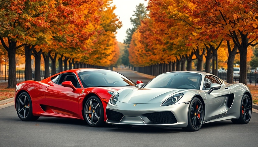 Affordable performance cars parked on a leaf-strewn road in autumn.