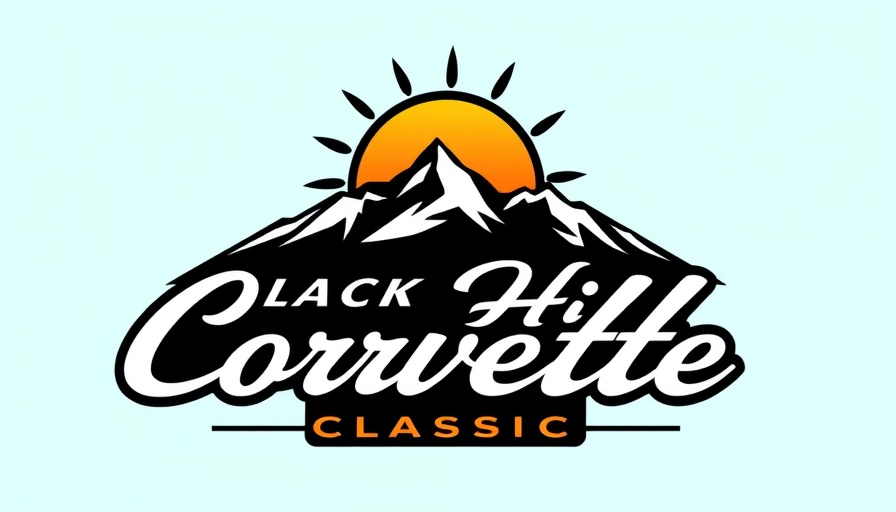 Black Hills Corvette Classic logo with sun and mountains.