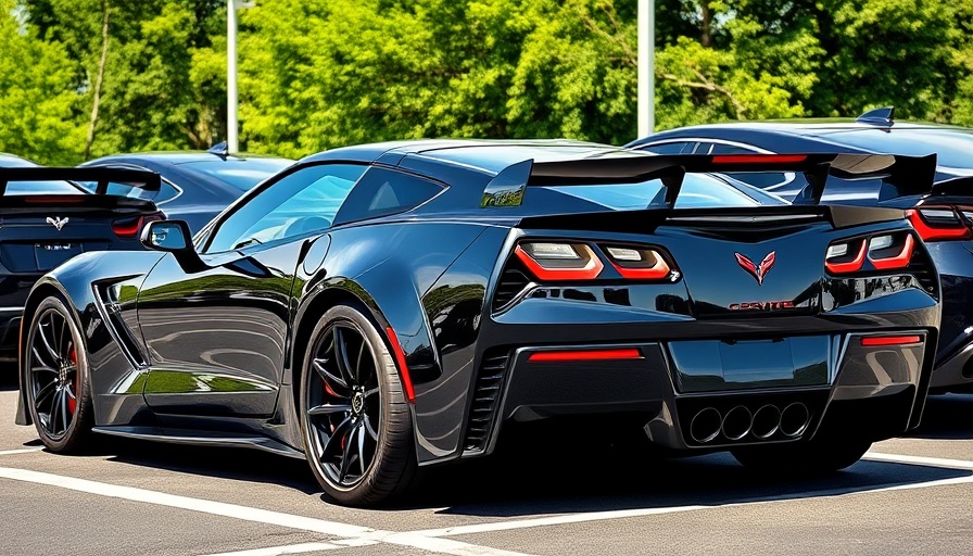 Corvette ZR1 showcasing performance modifications in parking lot.