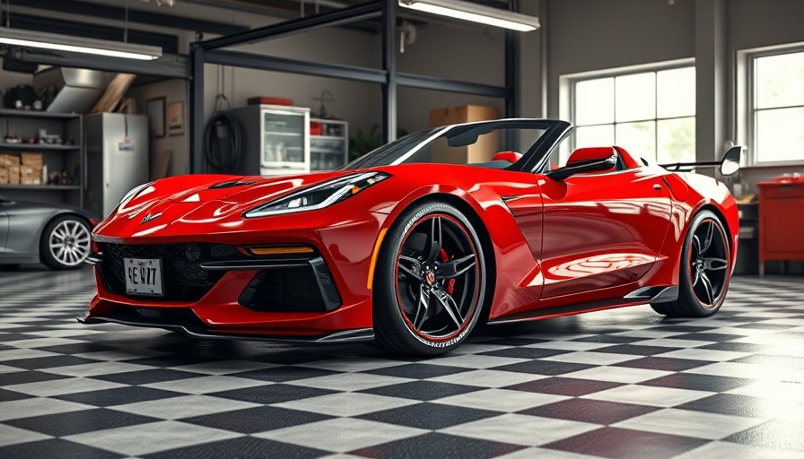 2025 E-Ray Corvette upgrades displayed in modern garage setup.