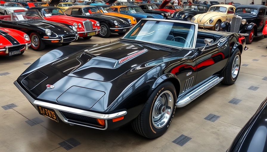 Shiny 1968 Corvette Convertible at a lively car auction.
