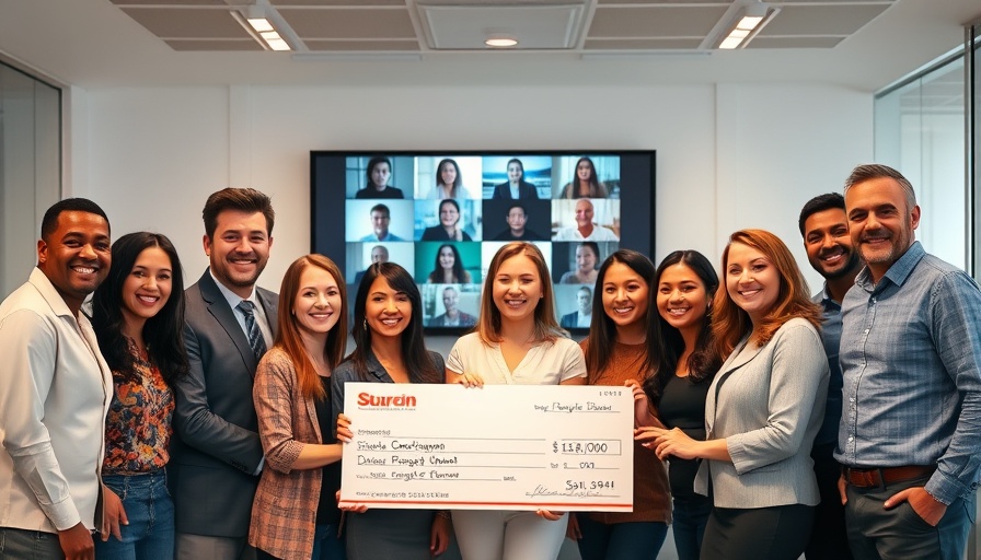 STEM Robotics for Education donation event with large check.
