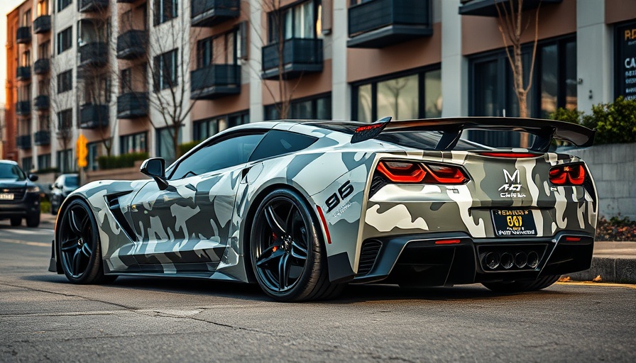 Modern camouflaged sports car outside with ZR1X Aero Package.