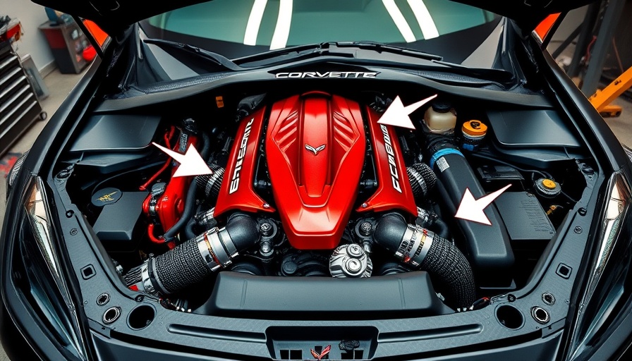 C8 Corvette Z06 performance modifications highlighted in engine view.