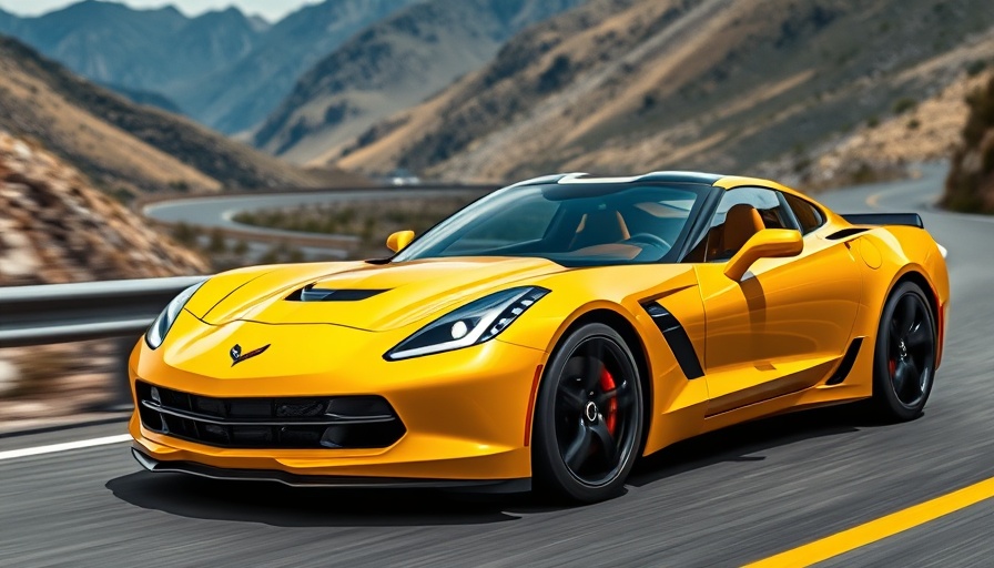 Stunning yellow Corvette cruising on mountain road for Corvette magazine.