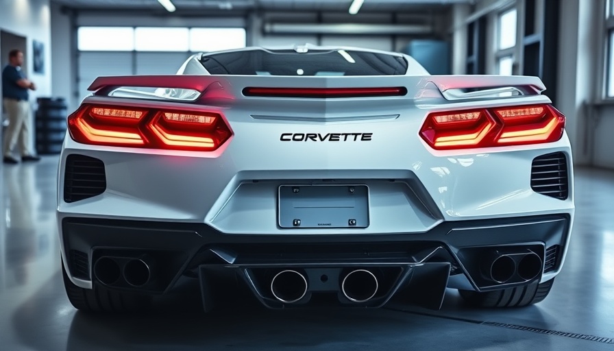 C8 Corvette tail light upgrades comparison in a garage.