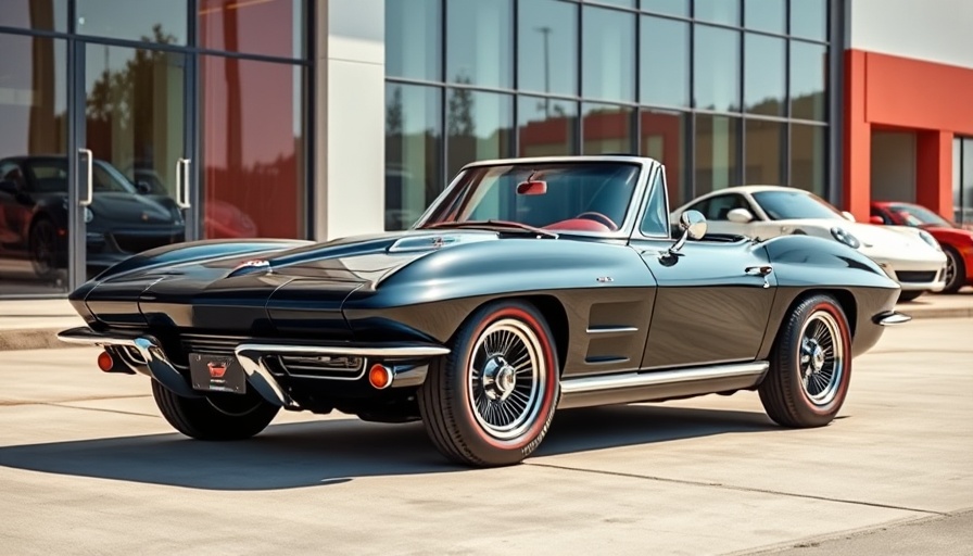 Classic black Chevrolet Corvette convertible parked at car museum.