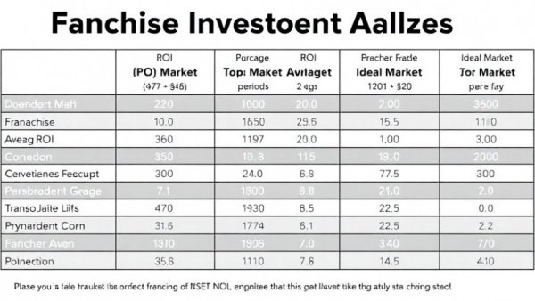 Franchise data forecasting table with investment details.
