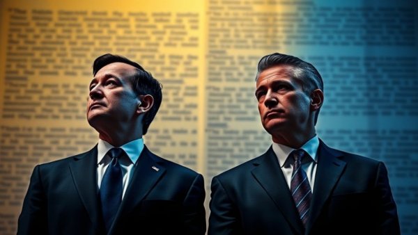 Political figures discussing Trump's 28-Point Ukraine-Russia Peace Plan, abstract background.