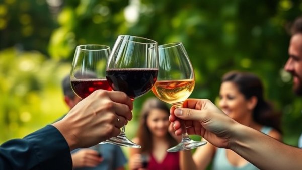 Group toasting with red wine outdoors, Fine Wine Investments.