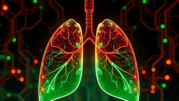 Futuristic illustration of lungs for lung-on-chip tuberculosis research.