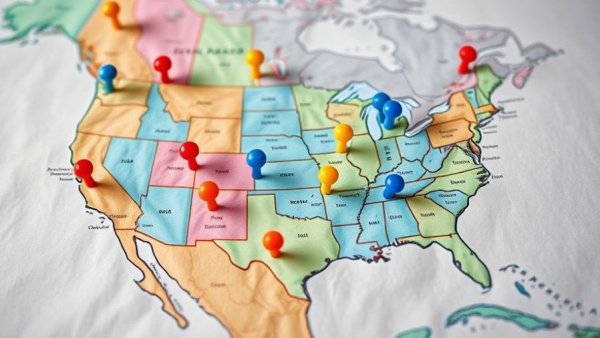 Map with pins highlighting franchise location planning.