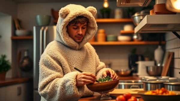 Person in cozy kitchen preparing Tokyo Vegan Tasting Menu