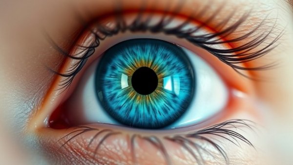 Vibrant blue eye close-up highlighting iris details for AREDS2 Eye Vitamins.