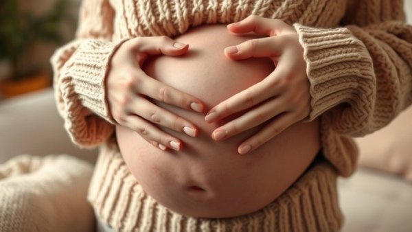 Pregnant belly in a cozy sweater, highlighting wellness in surrogacy.