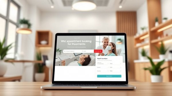 Modern dental website on laptop and tablet in dental office.