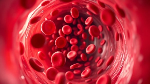 Vivid red blood cells illustrating the science of blood circulation.