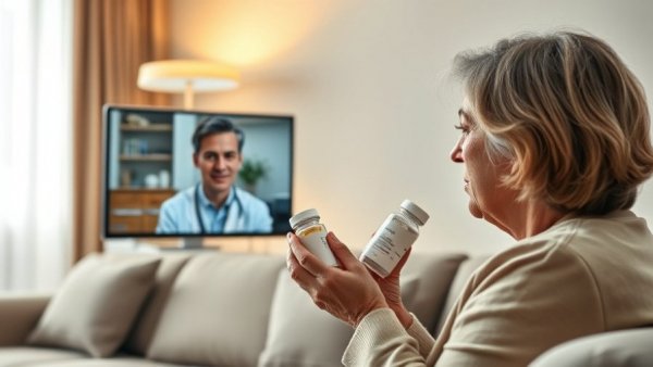 Telehealth Privacy Breach: Woman on telehealth call at home with doctor.