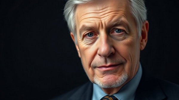 Confident older man in a suit related to decarbonization in healthcare