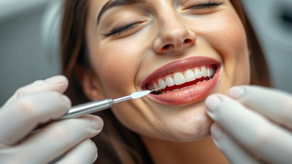 Cosmetic dentistry in London, teeth shade assessment close-up.