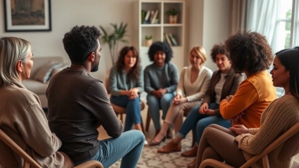 Group therapy session in a supportive environment during drug and alcohol rehab in New Jersey.