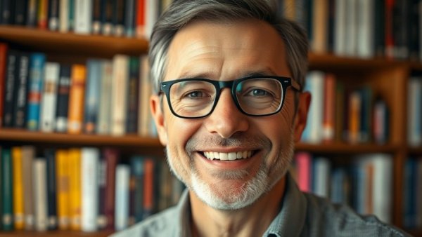 Middle-aged man smiling in front of bookshelf, Asshole Capitalism in Healthcare