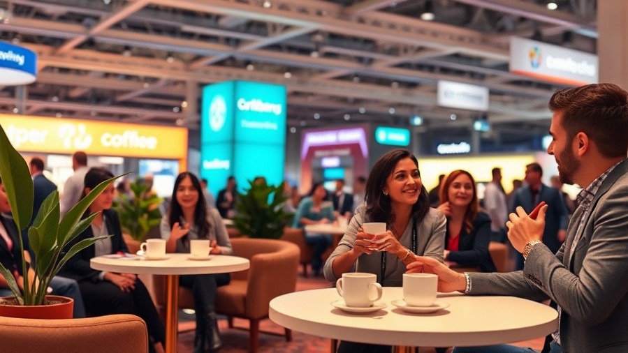 Attendees connect in a cozy lounge at a trade show, showcasing experience-driven sponsorship.