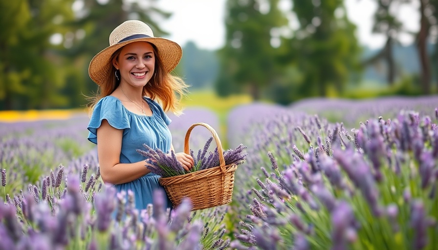 Woman in lavender field at Willamette Valley Vineyards, smiling.