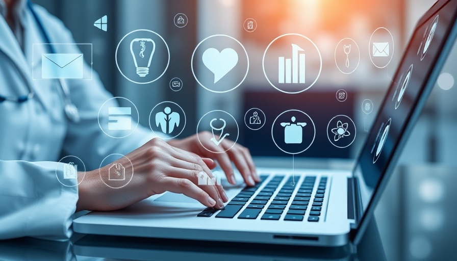 Concierge Medicine: Doctor working on a laptop with digital medical icons