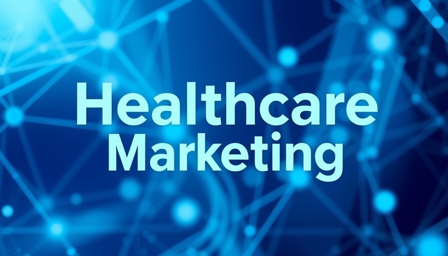Healthcare Growth marketing banner with geometric design.