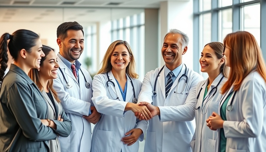 Doctors discussing the physician job market in a modern office.