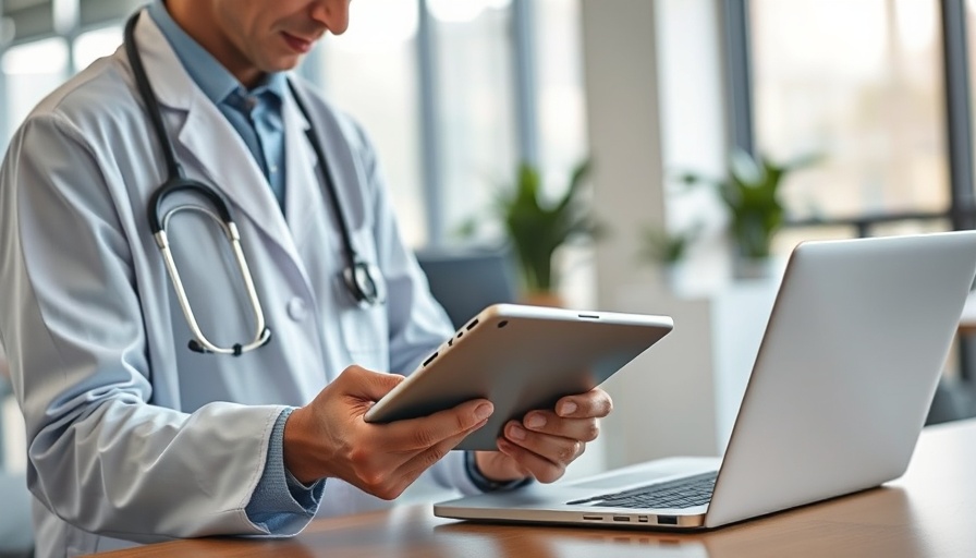 AI in healthcare: Doctor using tablet and laptop in office