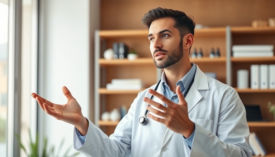 Neurology wait times discussion with doctor in modern office.