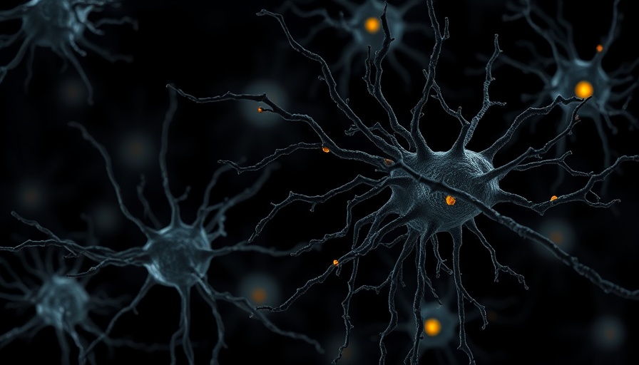 Fluorescent neural cells linked to cholesterol and Alzheimer's study.