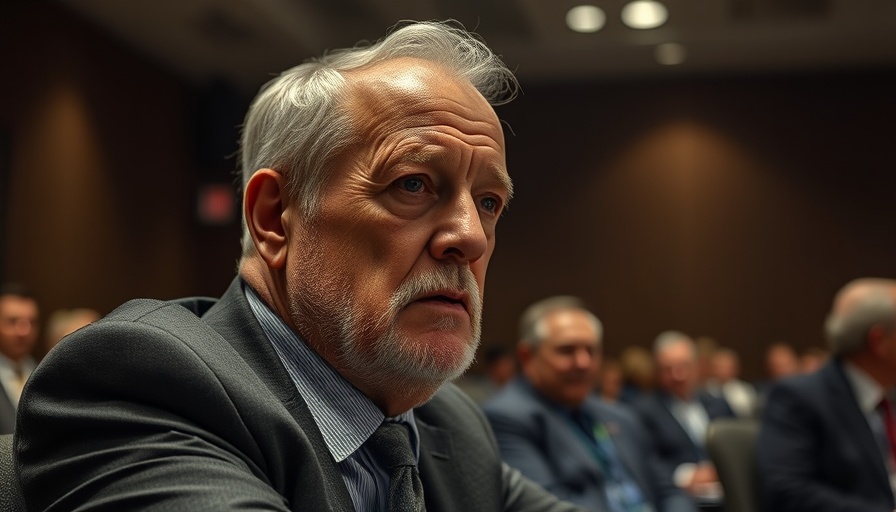 Serious elderly man at vaccine policy meetings, thoughtful demeanor.