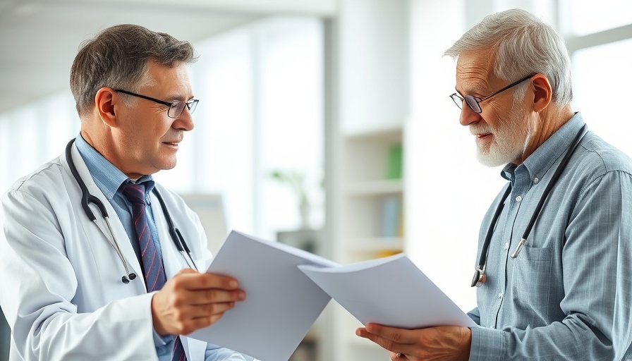 Doctor discussing gout management with patient in office.