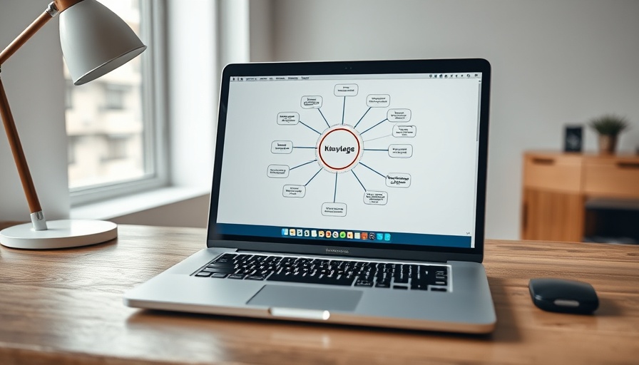 Knowledge management system displayed on laptop screen.