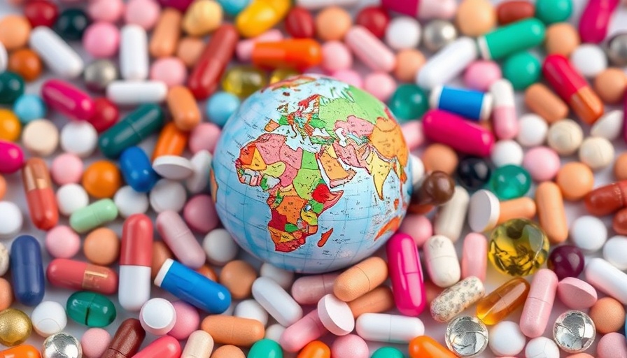 Vibrant pills with globe for CVD prevention medications theme.