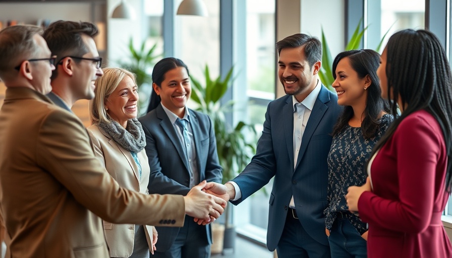 Diverse professionals meeting in modern office, focusing on a franchise developer.