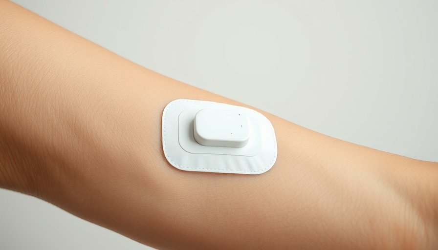 Close-up image of a medical patch on skin showing a gene-switching device.