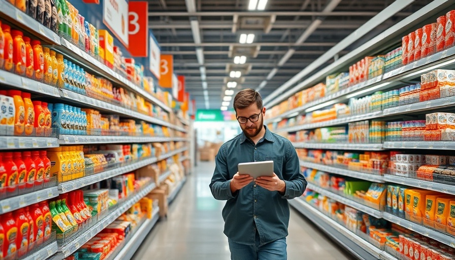 Tech-driven inventory control in a bustling supermarket.