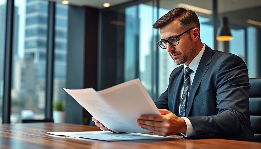 Business professional examining papers in an office, franchise model selection.