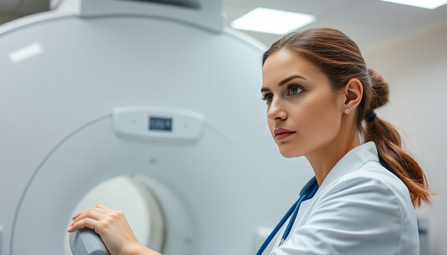 Technician with MRI scanner illustrating rare allergy to scan.