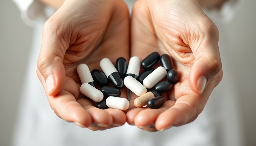 Hands holding black and white pills highlighting combination therapy cholesterol management.