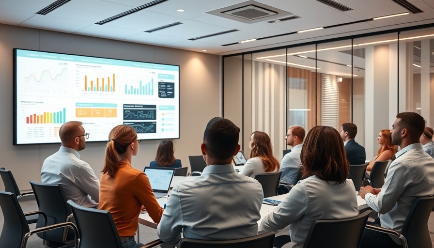 Professionals in a modern office reviewing franchise operations support charts.
