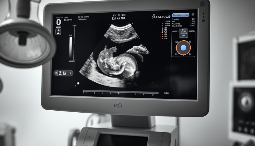 Ultrasound monitor showing fetal development related to womb transplants in the UK.