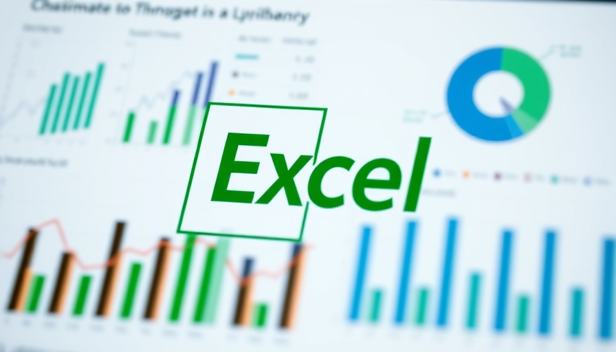 Modern Excel charts with vibrant logo overlay.