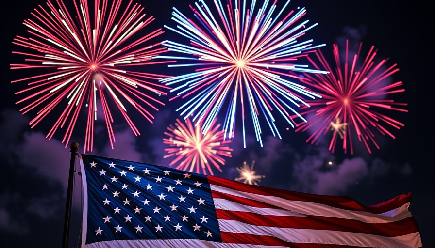 Vibrant Fourth of July fireworks over American flag for restaurant deals 2025