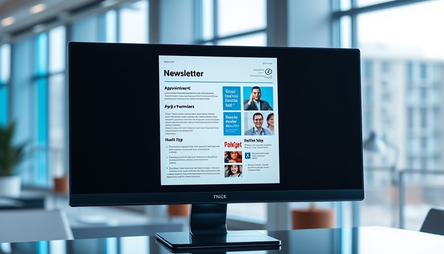 Email marketing interface for concierge medicine on a computer screen in office.